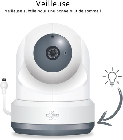 ELRO BC3000-2 Babyphone Royale-Babyfon-mit 12,7 cm Touchscreen Monitor HD-und App-Mit extra Kamera,