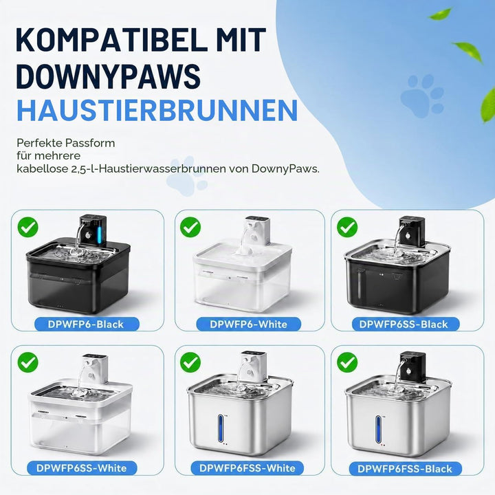 Katzen Trinkbrunnen Filter Ersatzfilter kompatibel mit DownyPaws DPWFP6 | 12 Filter und 12 Schwämme