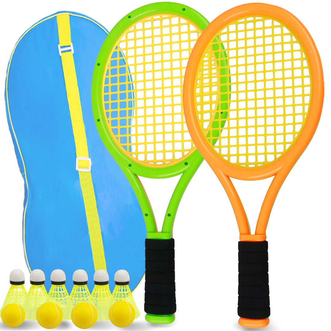 Kinder tennisschläger Set 17 Zoll,Mit 4 weichen Trainingsbällen & 6 Badminton-Federbällen – Geeignet