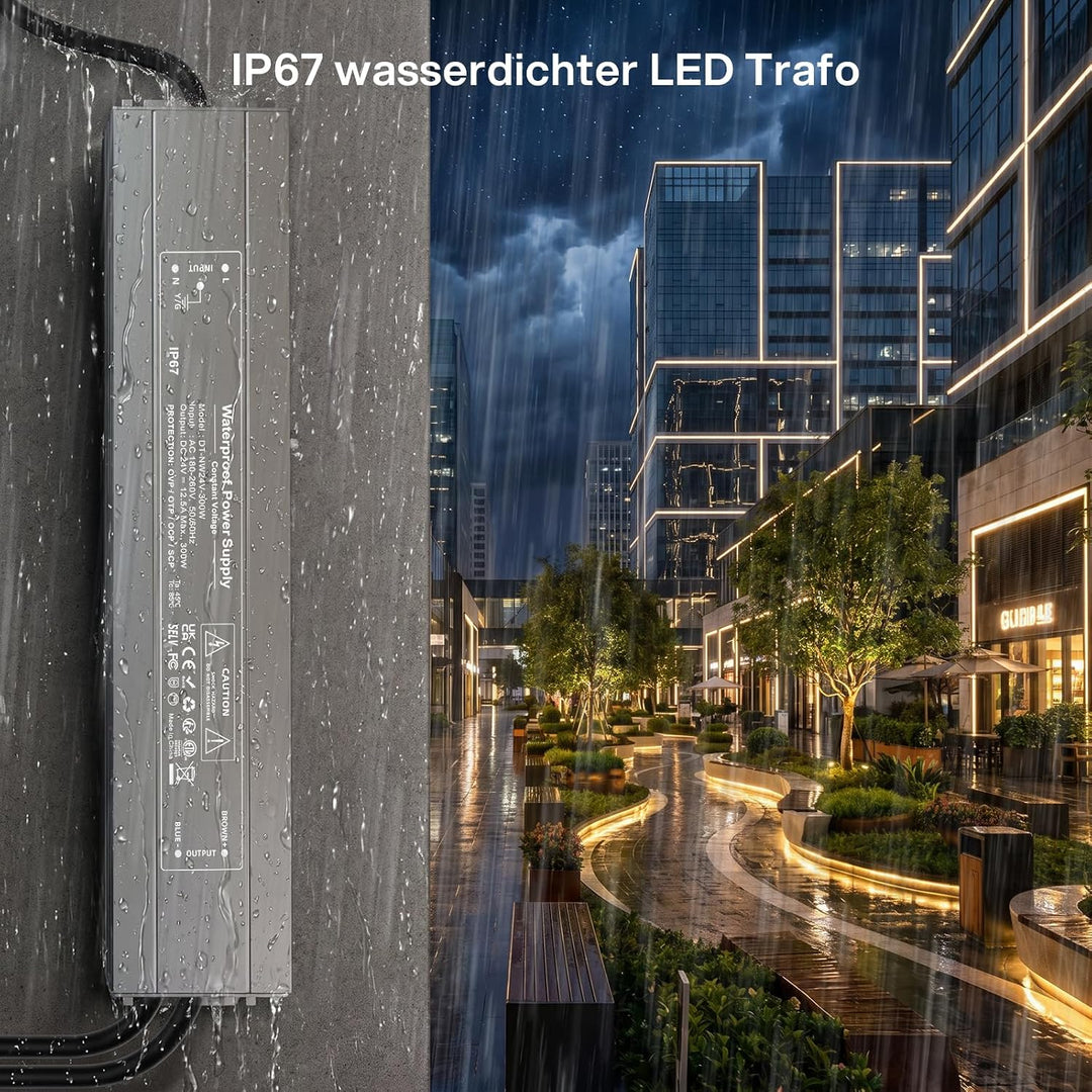 REYLAX LED Netzteil 24V 300W 12.5A, Wasserdichtes IP67 LED Trafo, Outdoor Trafo 230V auf 24V LED, Ko