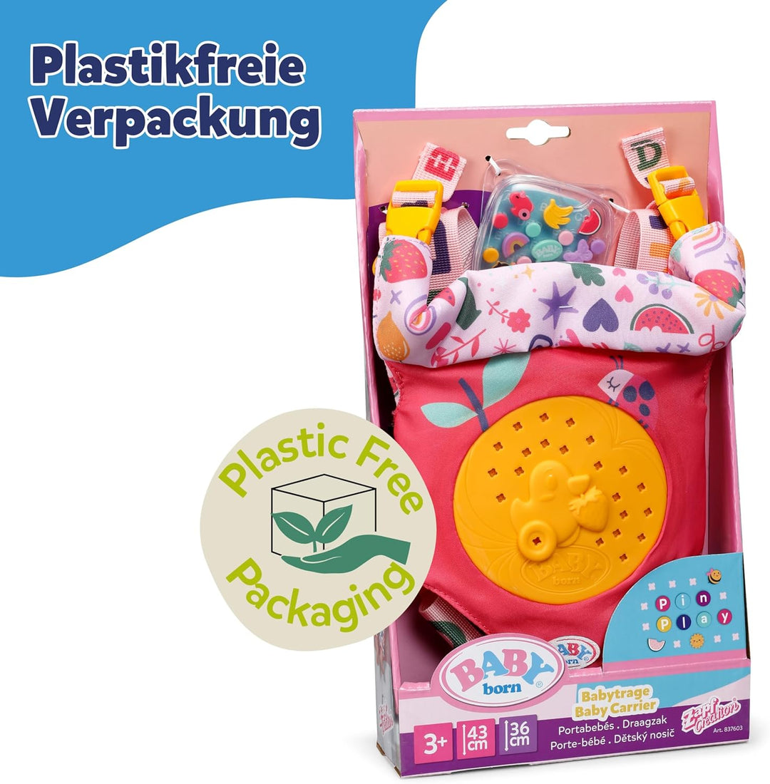 BABY born Babytrage Pin-Play für Puppen - Inkl. verstellbarem Gurtsystem für verschiedene Kindergrös