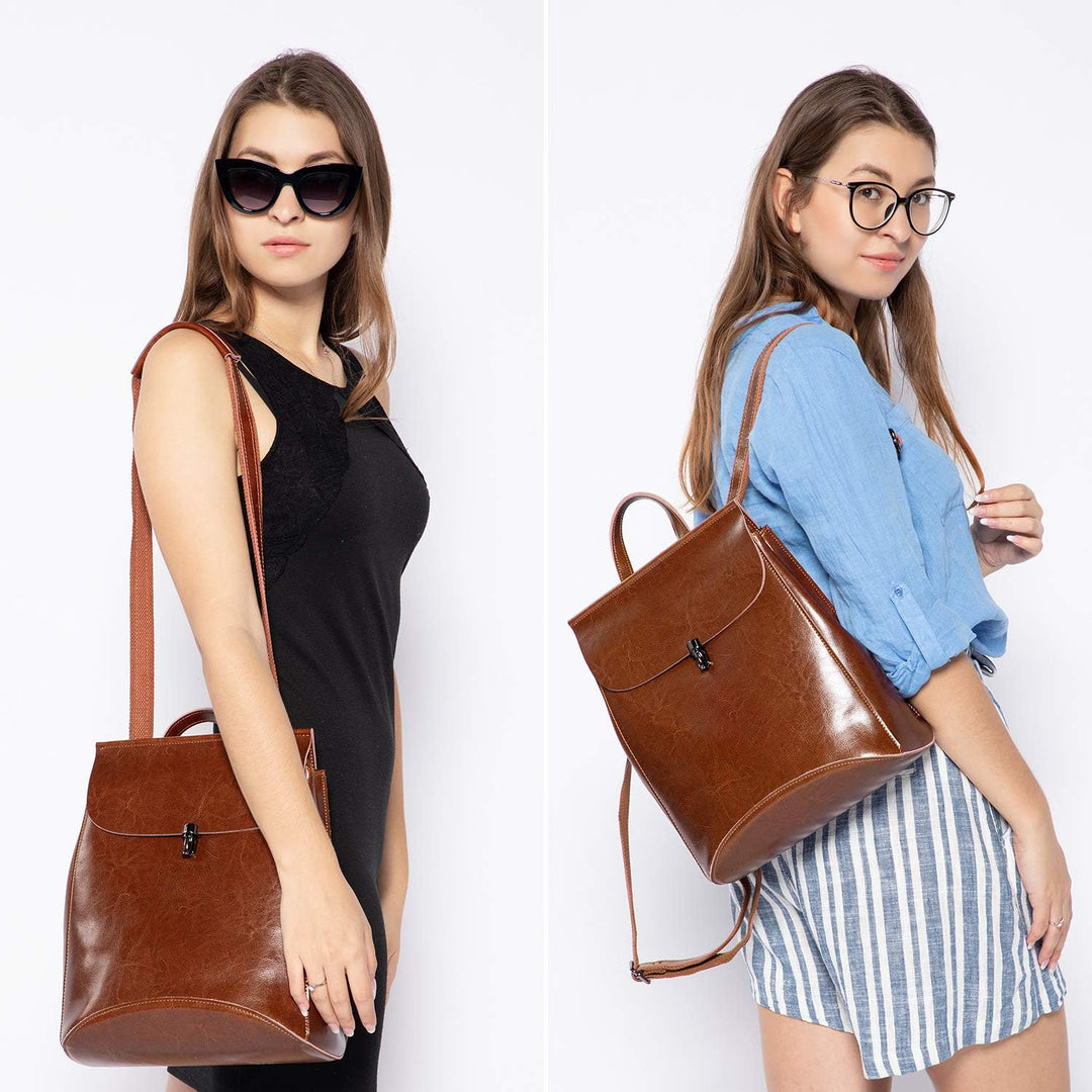 Realer Echtes Leder Rucksäcke Geldbörsen für Frauen Schultertasche Braun, Braun