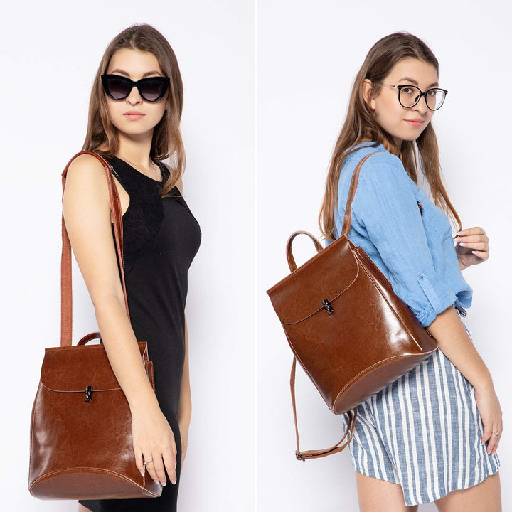 Realer Echtes Leder Rucksäcke Geldbörsen für Frauen Schultertasche Braun, Braun