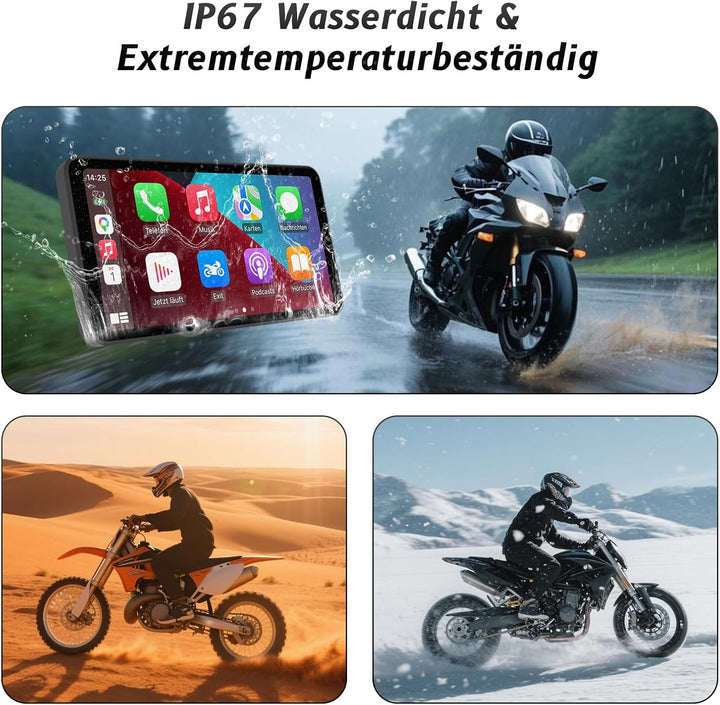 5.5-Zoll-Motorrad-Smart-Display – Kabelloses CarPlay & Android Auto | Bluetooth-Sprachsteuerung | IP