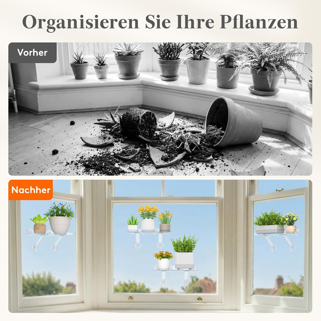 Lifewit 2 Stück Fenster Pflanzenregal ohne Bohren, Kunststoff Fensterregale für Pflanzen trag. 8KG,