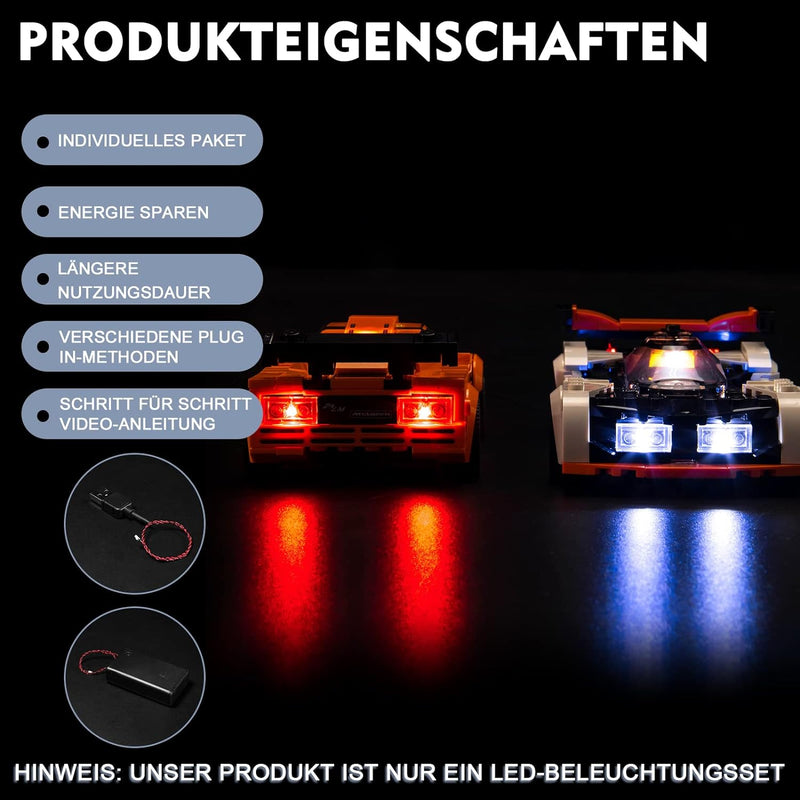 Led Licht Set für Lego 76918 Speed Champions McLaren Solus GT & McLaren F1 LM (Kein Lego-Modell), De