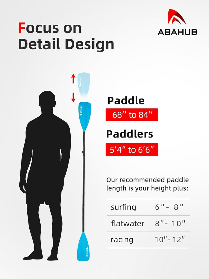 Abahub 2 in 1 Sup Kajak Paddel Aluminium Einstellbares Stand Up Paddle für Paddleboard, Aluminiumleg