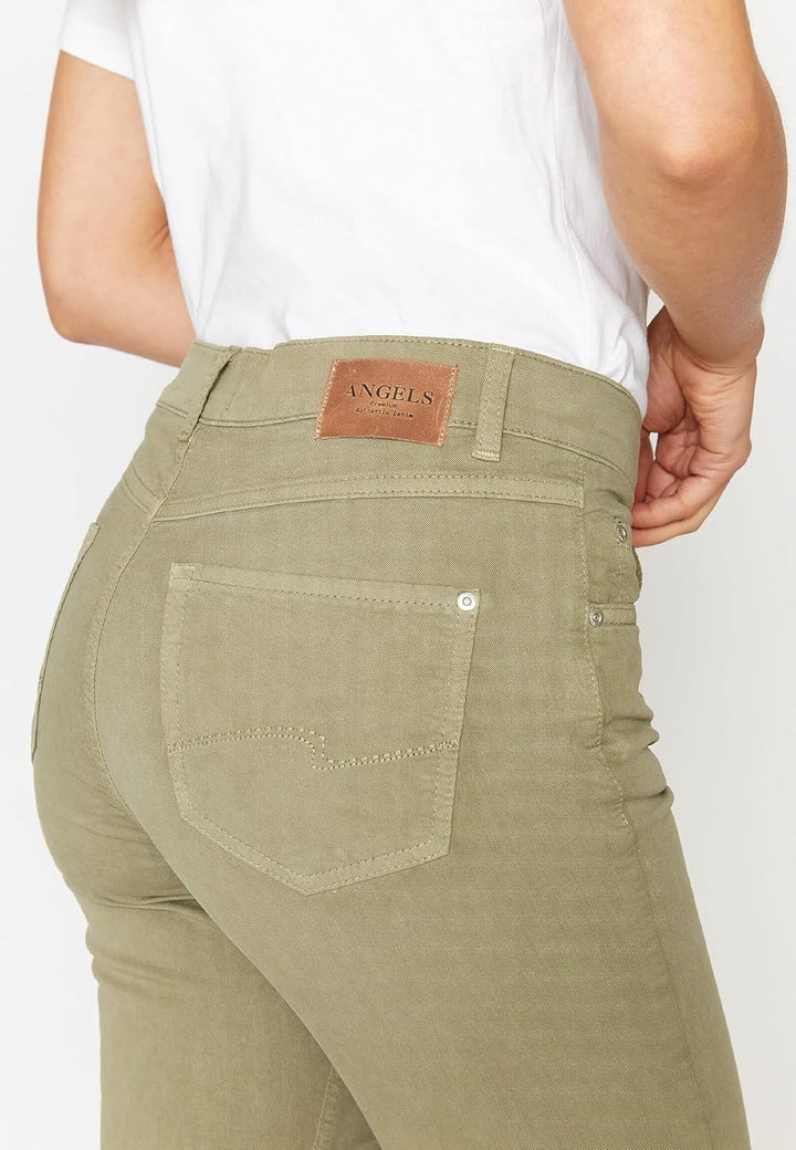ANGELS Straight-Leg Jeans Jeans Cici mit Coloured Denim mit Label-Applikationen 42 Khaki, 42 Khaki