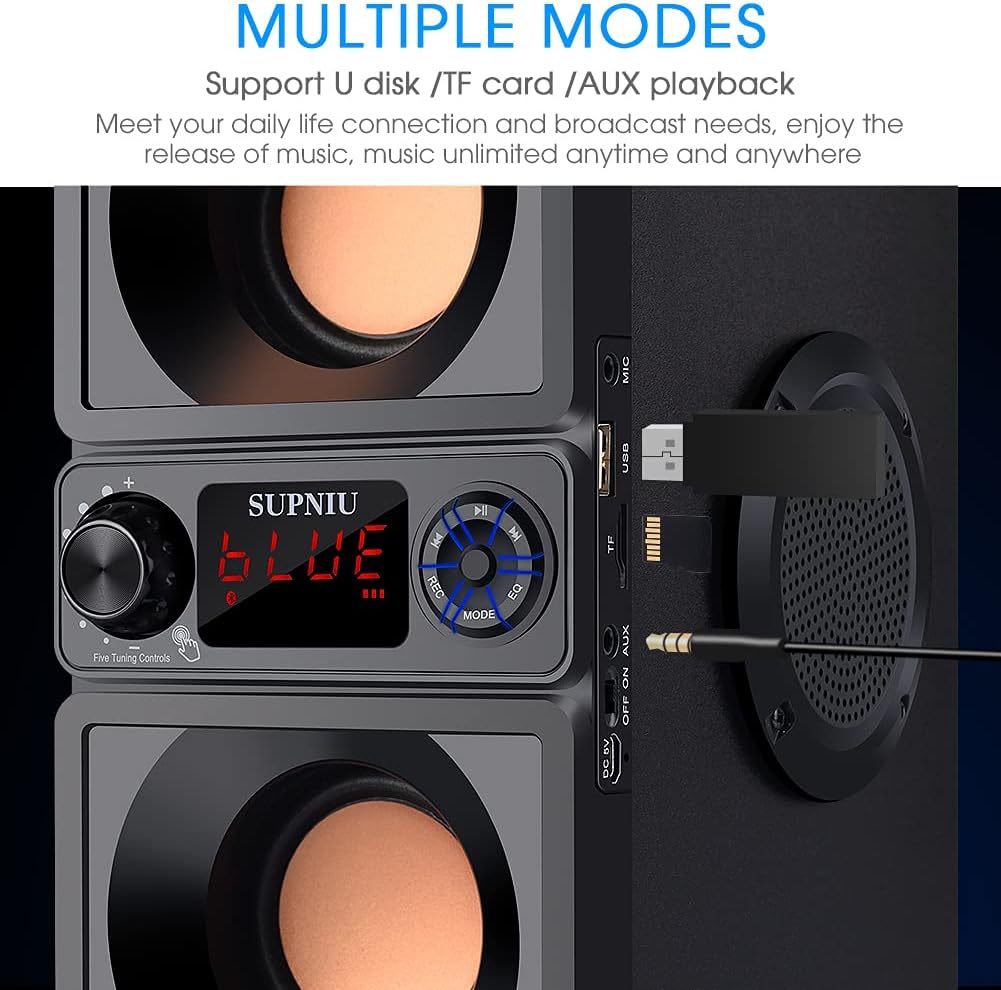 Bluetooth Lautsprecher, 40W(60W Gipfel) Bluetooth 5.0 Box Musikbox mit doppelten Tieftönern, Tragbar