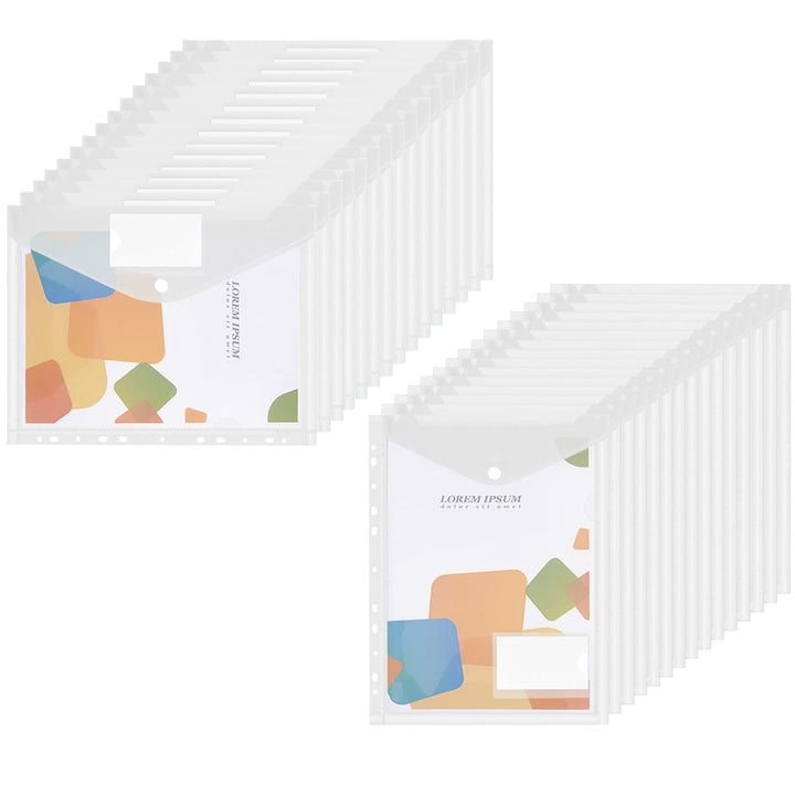 Sosayet Dokumententasche A4 30 pack, Dokumentenmappe A4 Transparent Sammelmappen mit 11 Lochrand und