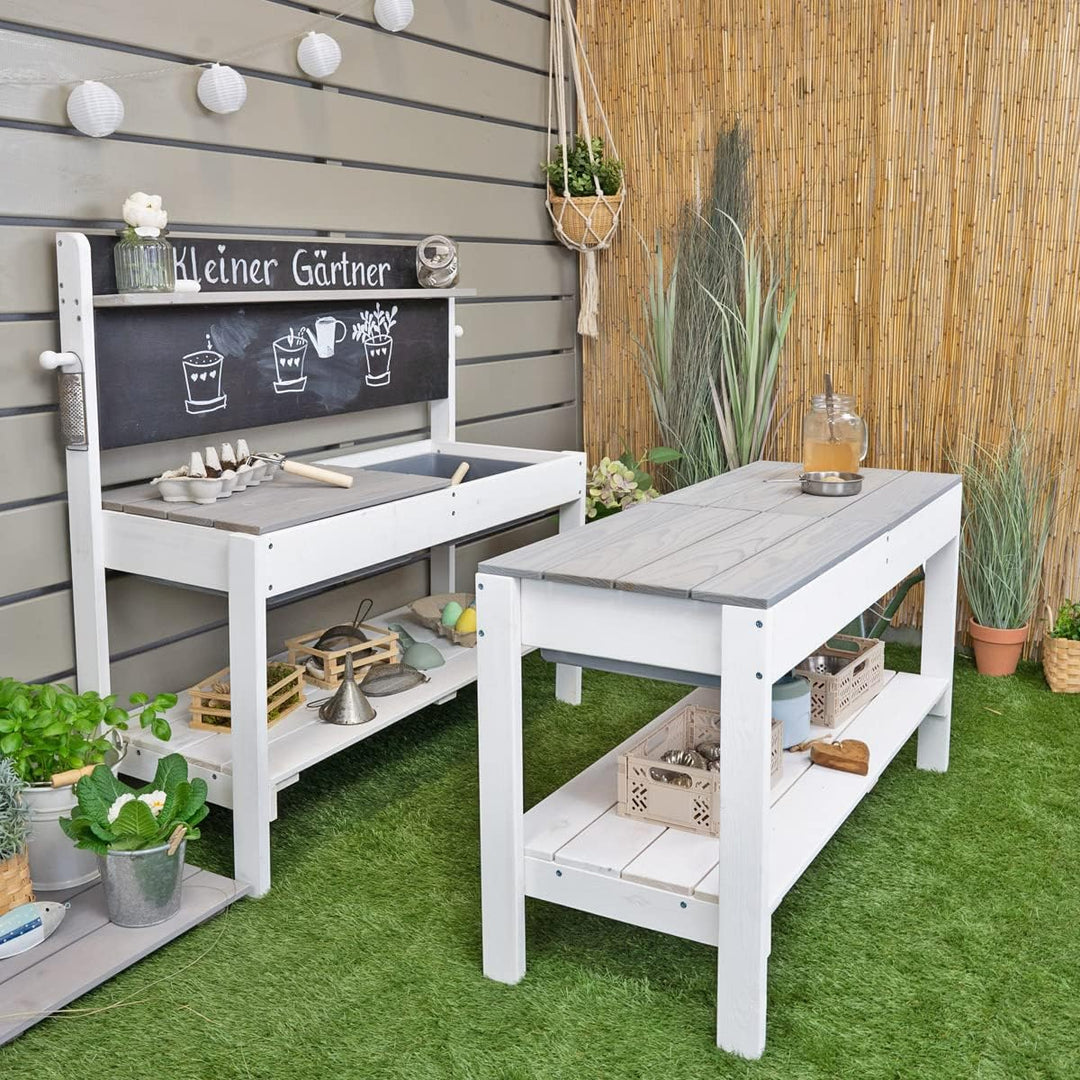 Meppi Matschküche Outdoorküche - Kleiner Gärtner Flexi - Weiss/grau aus Holz