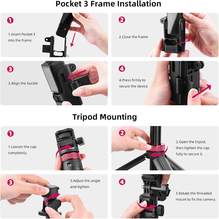 2M Pocket 3 4 Selfie Stick Stativ für GoPro Action Kamera, ausziehbarer Vlog Halter, kompatibel mit