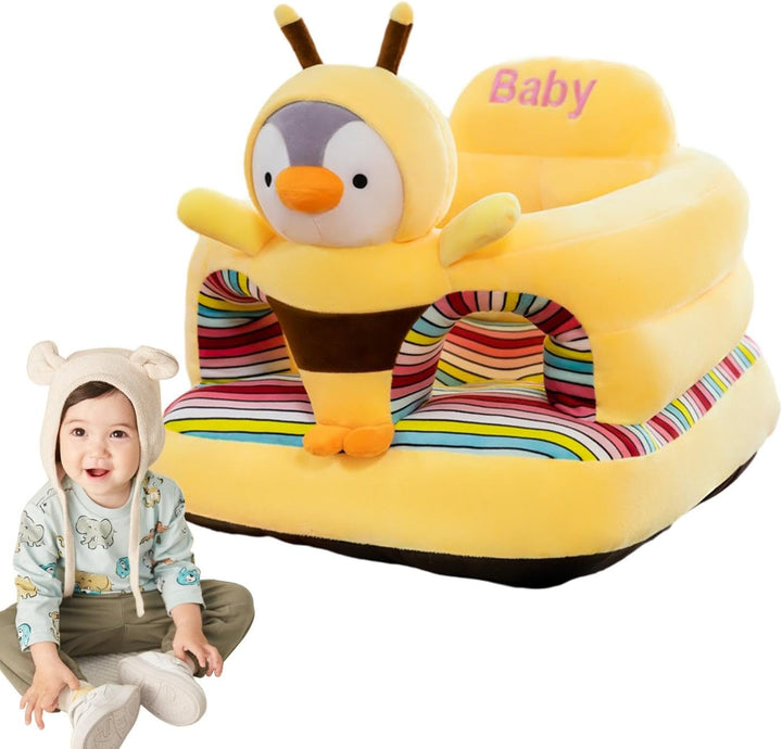 Kleinkind-Stützsitz, Tier-Sofa-Sitz, Plüsch + PP-Baumwolle, Futon, Kleinkind-Sitzkissen, Gelb, 45 x