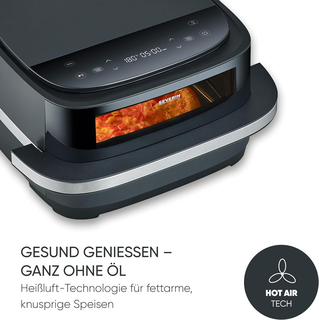 Severin Heissluftfritteuse Pizza & More, Pizzaprogramme, 10 Garprogramme, optimale Wärmeverteilung,