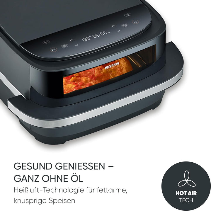 Severin Heissluftfritteuse Pizza & More, Pizzaprogramme, 10 Garprogramme, optimale Wärmeverteilung,