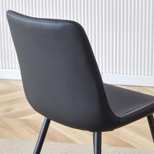 Esszimmerstühle 4er Set Kunstleder schwarz – Polsterstuhl mit breiter Sitzfläche &amp; Rückenlehne, ergo