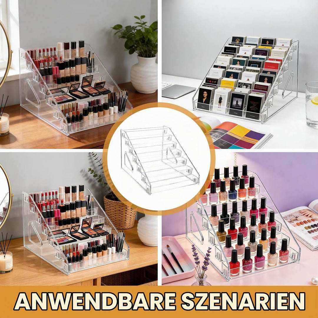2 Stück Nagellack Aufbewahrung, 7 Schichten Nagellack Regal Kartenständer Transparent Acryl Nagellac
