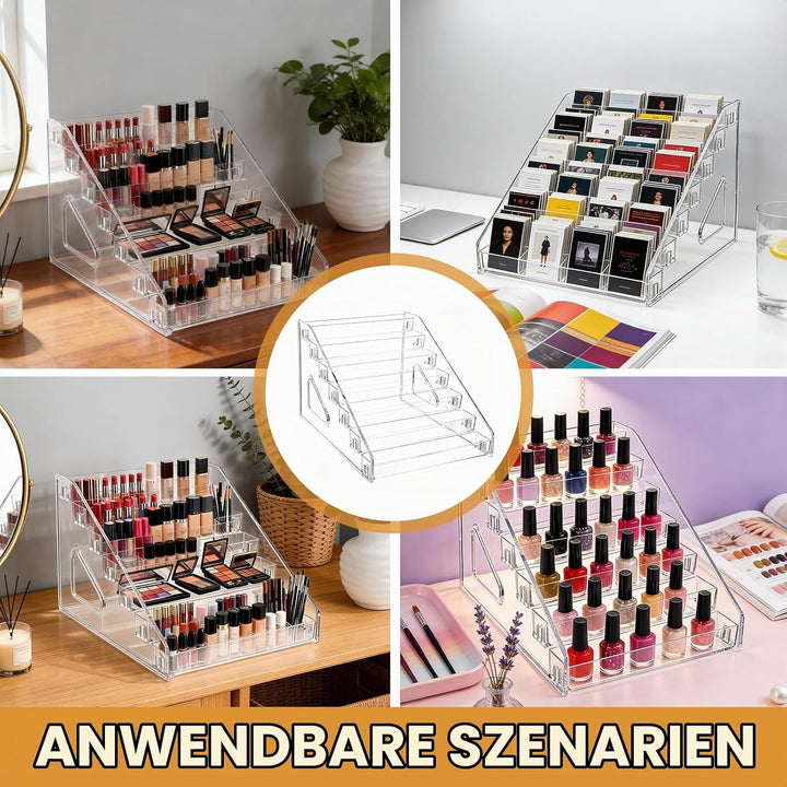 2 Stück Nagellack Aufbewahrung, 7 Schichten Nagellack Regal Kartenständer Transparent Acryl Nagellac
