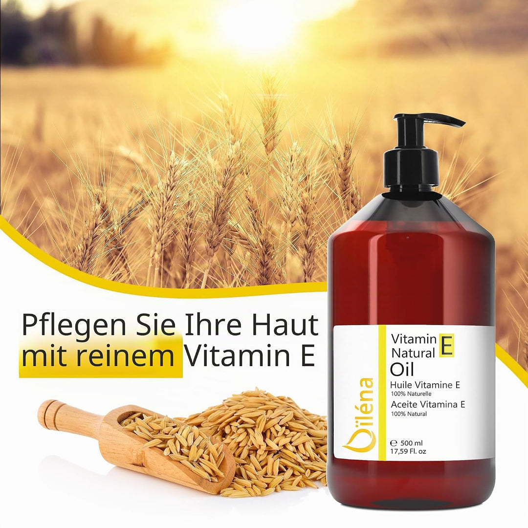 Veganes Vitamin E-Öl (Tocopherol) 500ml | Anti-Aging Gesichtspflege | Make-up-Entferner | Pflege für