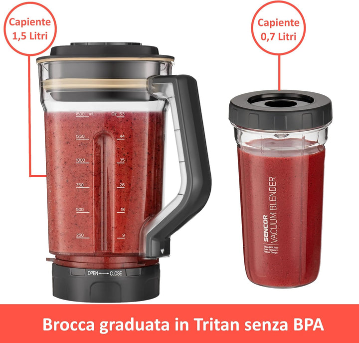 SENCOR SBU 7877CH Automatischer Vakuum-Super-Mixer, 1500 Watt, Smoothie, 7 Programme, Champagne