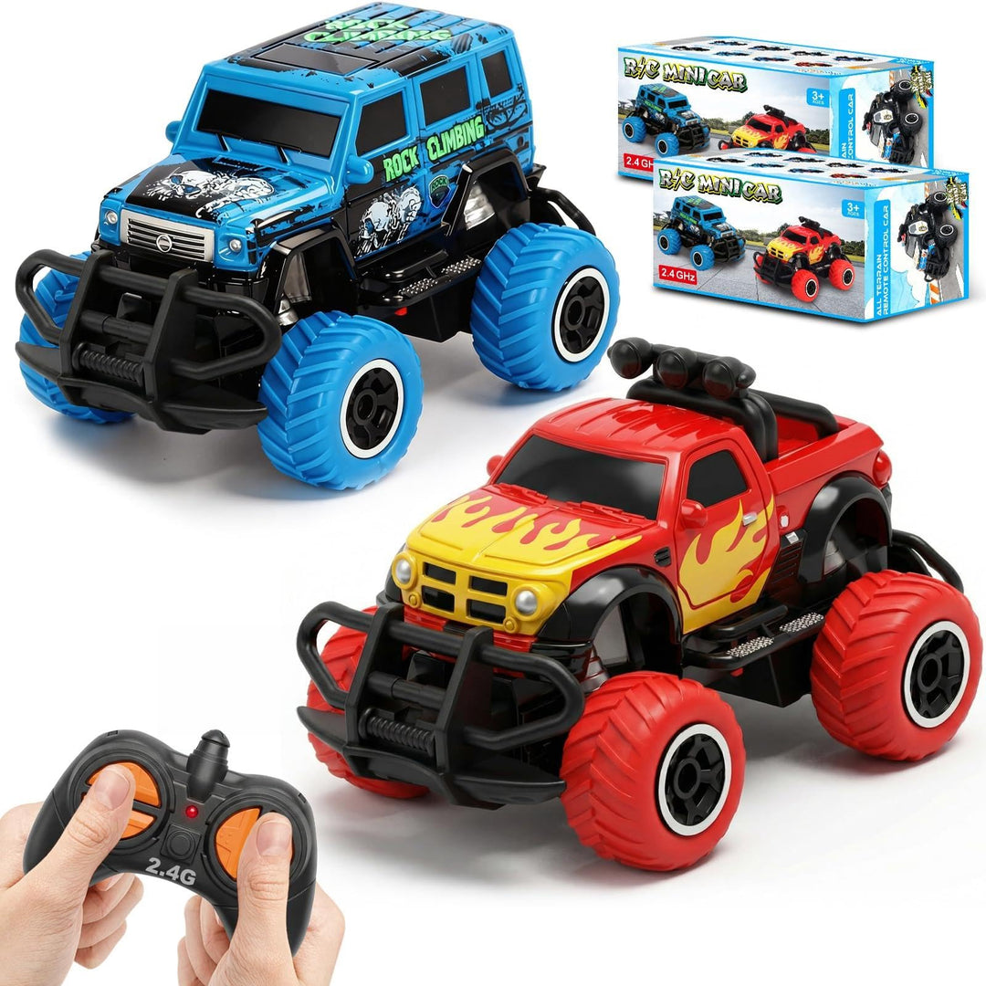 Pup Go 2er Set 2.4GHz RC Auto, Robuste ferngesteuerte Monstertrucks für Jungen und Mädchen Kinder 3-