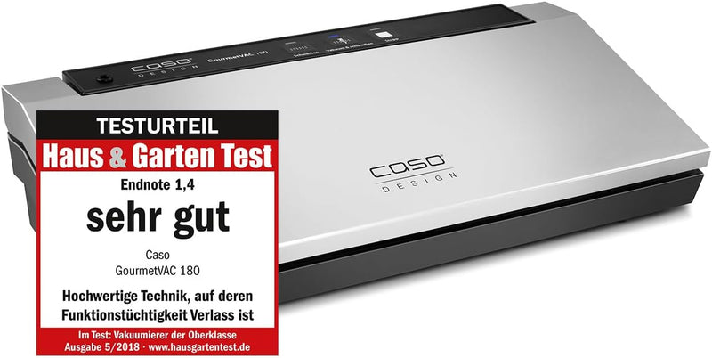 CASO 1384 GourmetVAC 180 - Vakuumierer - doppelte Schweissnaht - Kolbenpumpe (9L/min) und kraftvolle
