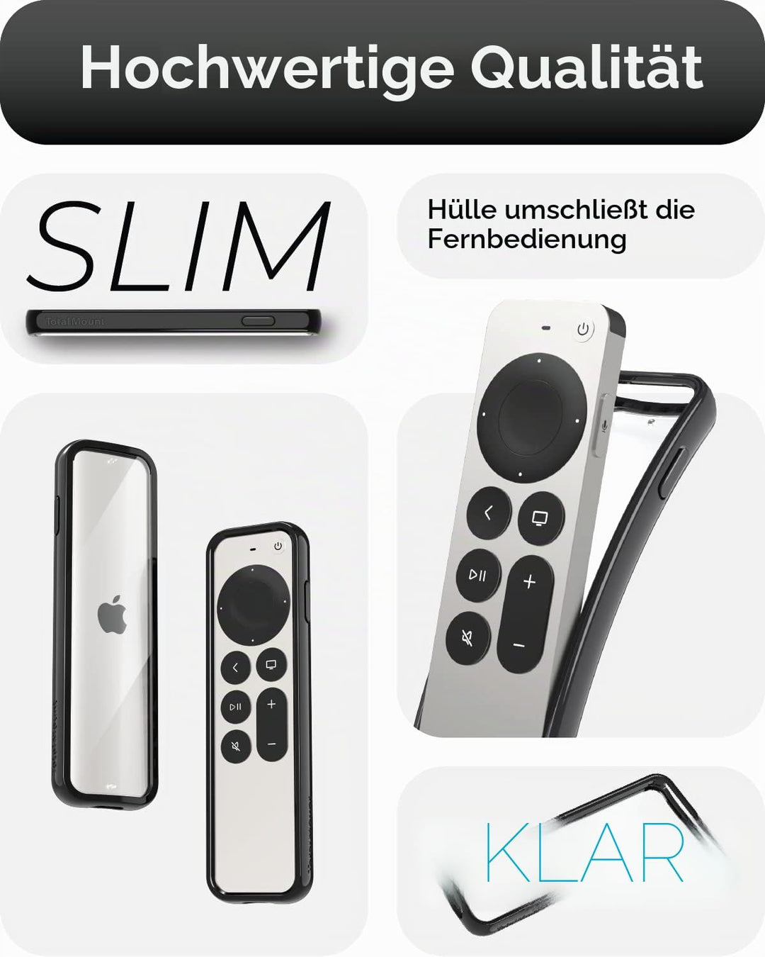 TotalMount Air Rim Case – Schlanke, Hybrid-Schutzhülle mit ultimativem Fallschutz für Apple TV-Fernb