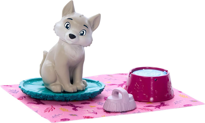 Mattel Disney Die Eiskönigin Anna-Modepuppe und Wolfsjunges-Figur mit 4 Zubehörteilen, einschliessli