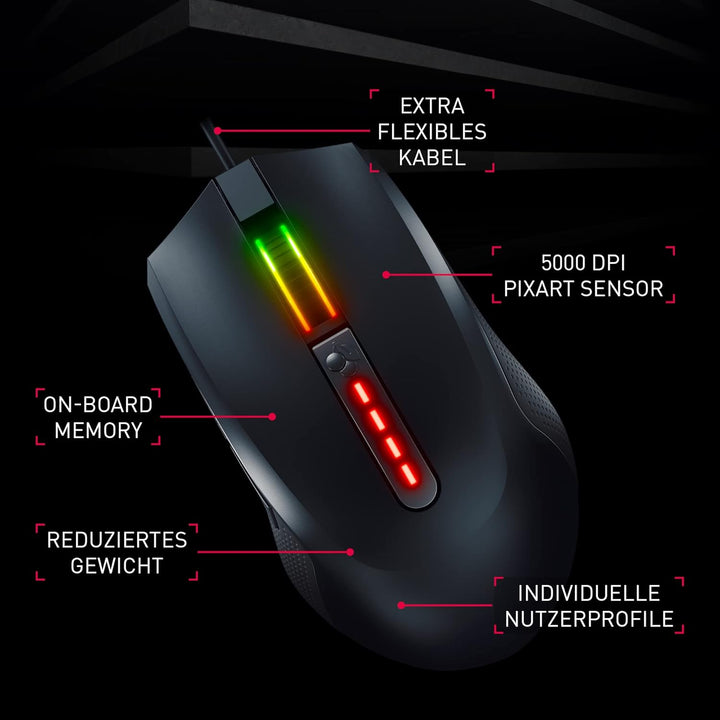CHERRY MC 2.1, Kabelgebundene Gaming-Maus für Rechtshänder, Pixart Sensor bis 5000 DPI, Programmierb