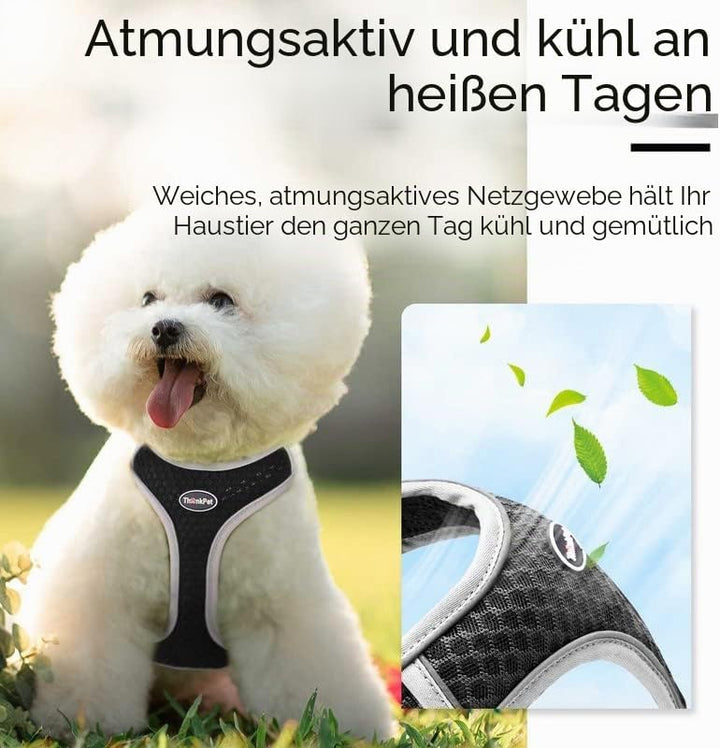 ThinkPet No-Pull Hundegeschirr, Atmungsaktiv Brustgeschirr für Kleine Mittlere Grosse Hunde, Einstel