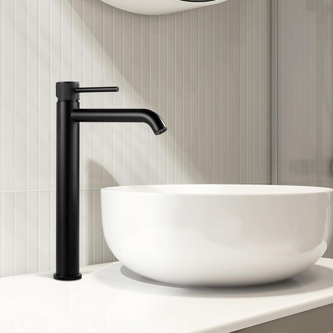 Wasserhahn Bad Schwarz Waschtischarmatur Hoch, Waschbecken Armatur Badezimmer, Einhebelmischer Misch