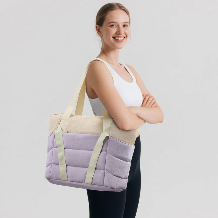 Axcone Tragetasche für Damen mit Reissverschluss,Gesteppte Tragetasche,Sporttasche mit Yogamatten-Gu
