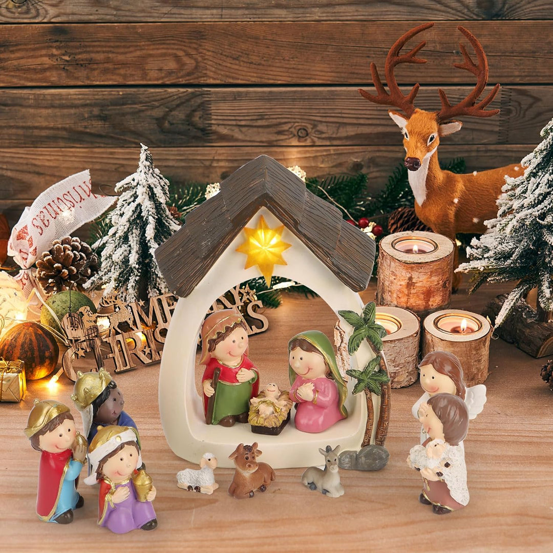 Weihnachtskrippe,Krippenfiguren Set für Oster,Oster-Auferstehungsszene-Set,Ostergeschenke Osterdekor