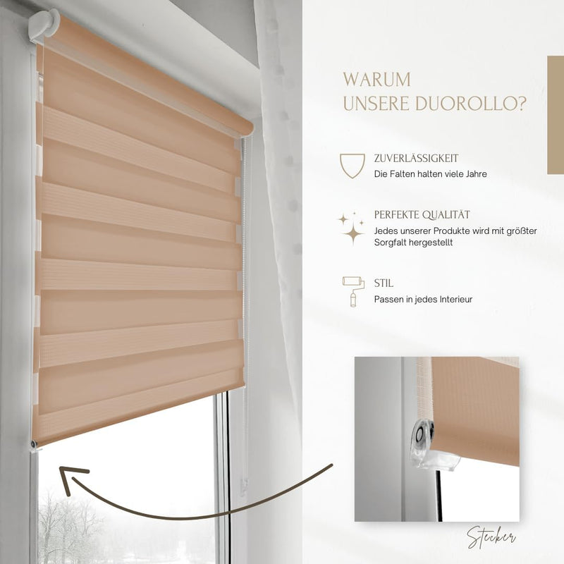 Home-Vision® DuoRollo Klemmfix, Doppelrollo ohne Bohren mit Klämmträgern, Rollos für Fenster und Tür