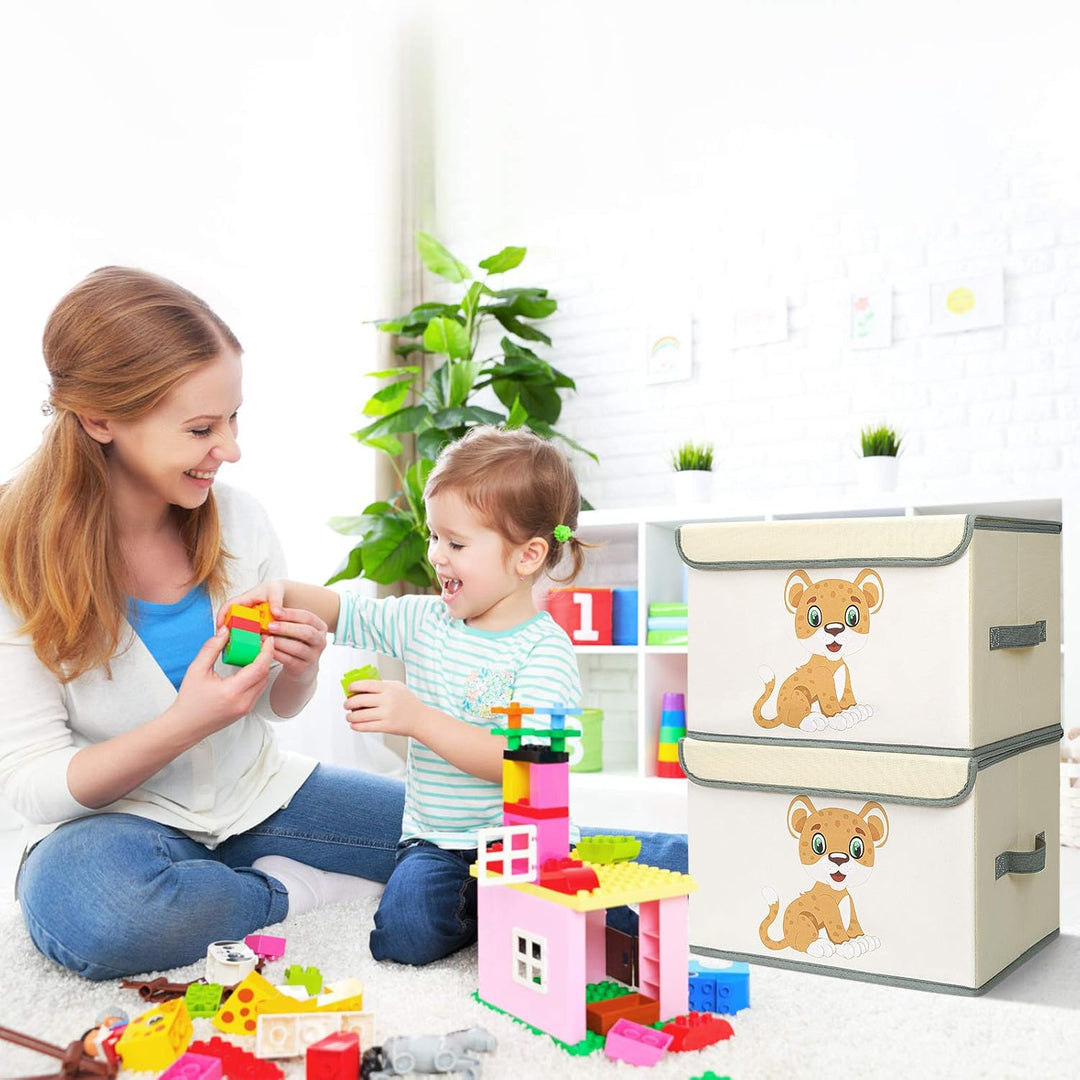 DIMJ Aufbewahrungsbox Kinder Spielzeugkiste - Aufbewahrungsbox Stoff Faltbox, Boxen Aufbewahrung Auf