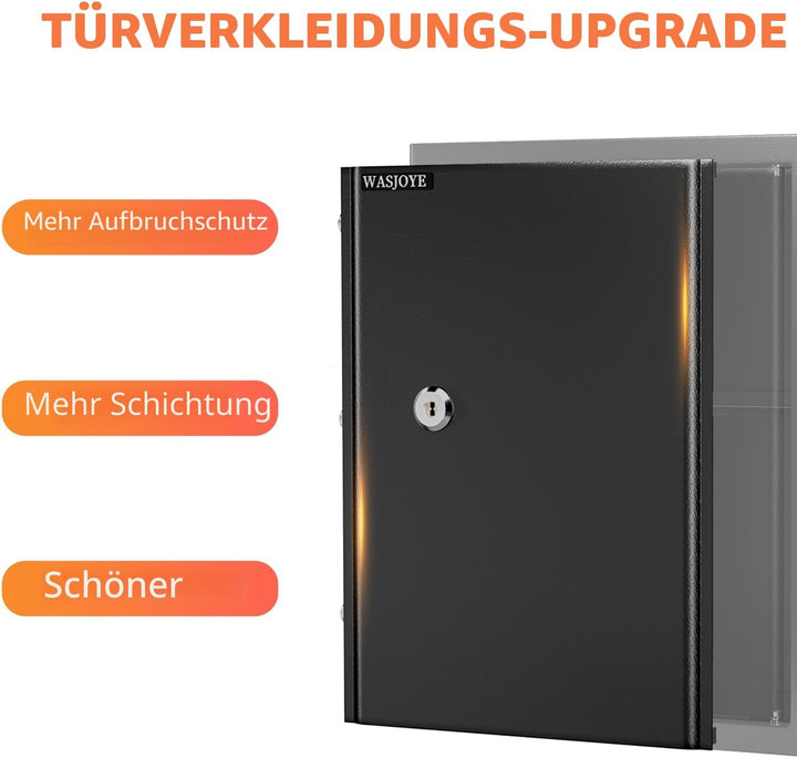 Safe Tresor mit Schlüssel, WASJOYE Möbeltresor mit Schlüssel-Schloss für Zuhause/Büro, 43L Gross Wan