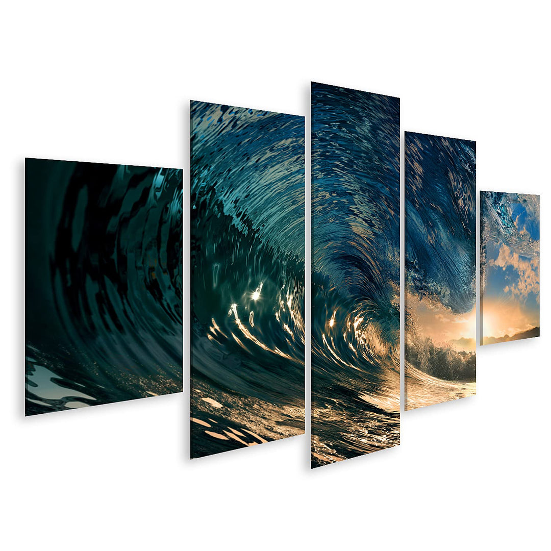 islandburner Bild auf Leinwand Sonnenuntergang Strand Ozean Welle Bilder Wandbilder Poster Leinwand