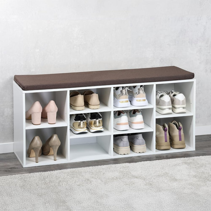Moon Home Schuhschrank mit Sitzkissen - Stardust White, aus FSC® Holz Faserplatte weiss, Ordnung &amp; A