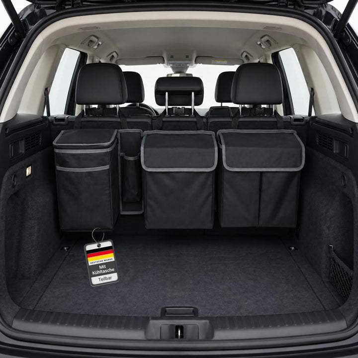 Vicera Auto Kofferraum Organizer mit Klett • Kofferraumtasche mit teilbaren Modulen und integrierter