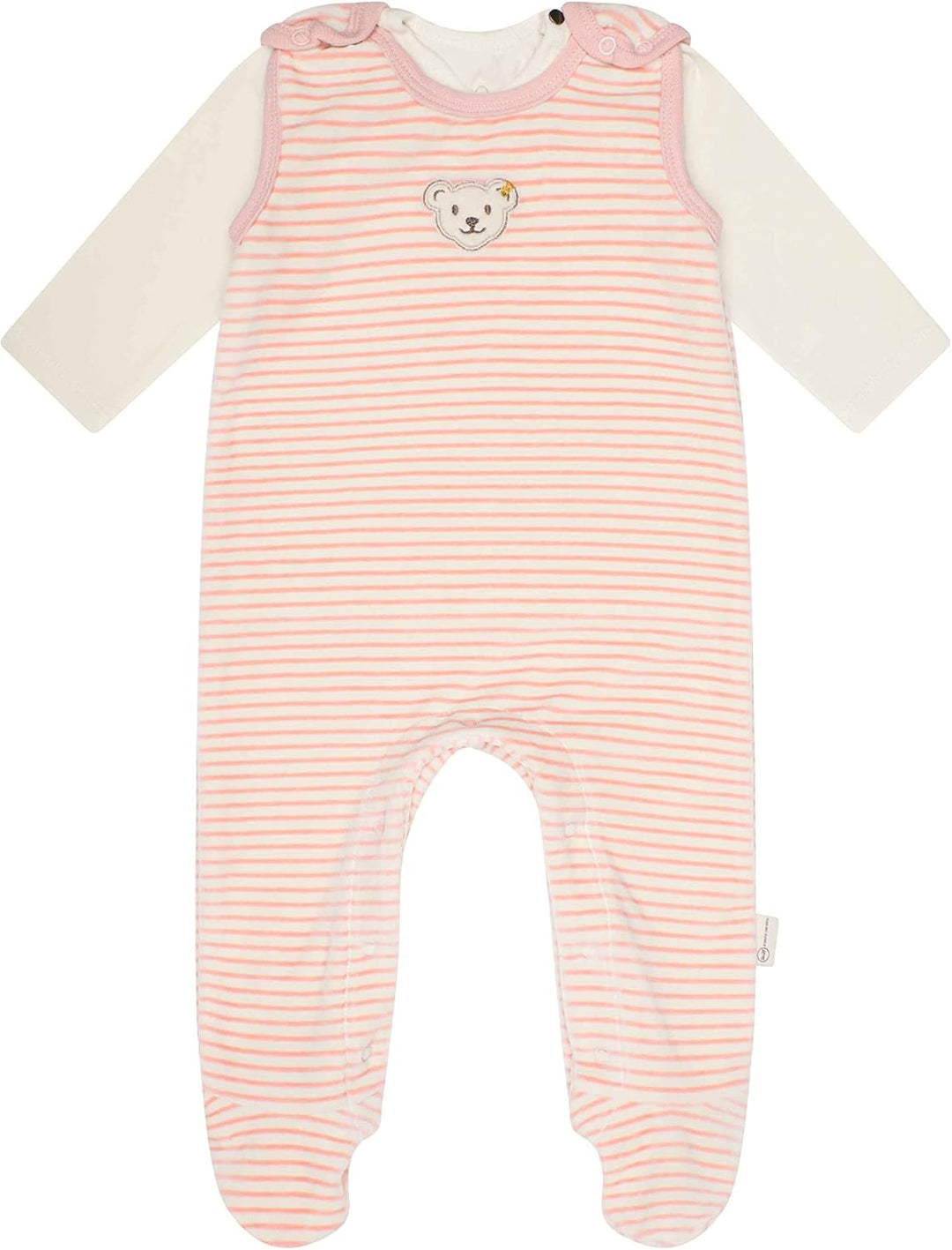 Steiff Unisex Baby Set Strampler mit Fuss + T-Shirt Langarm Kleinkind-Schlafanzüge 68 Silver Pink, 6