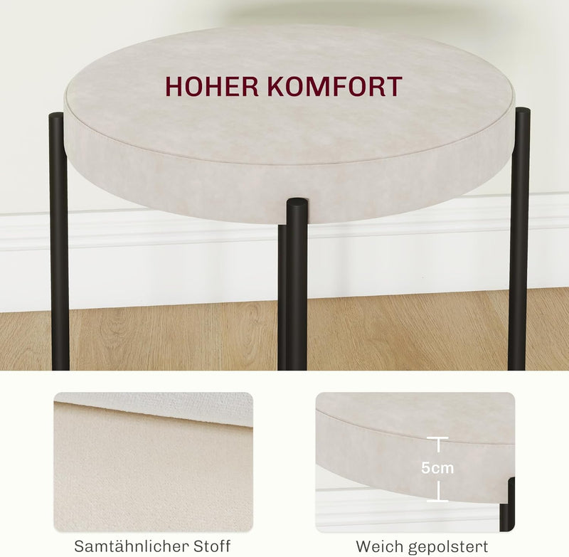 HOMCOM 4er-Set Esszimmerhocker Stapelbar Esszimmerstühle Küchenstuhl mit gepolstertem Sitz, Samtopti