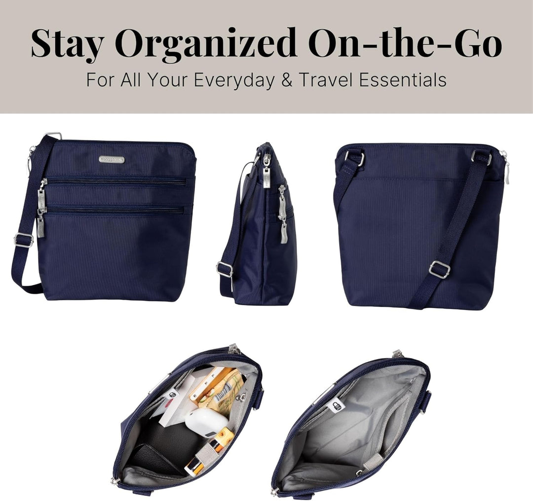 Baggallini Damen Essential Tasche für Frauen-Integrierter RFID-Kartenhalter-Crossbody Geldbörse mit