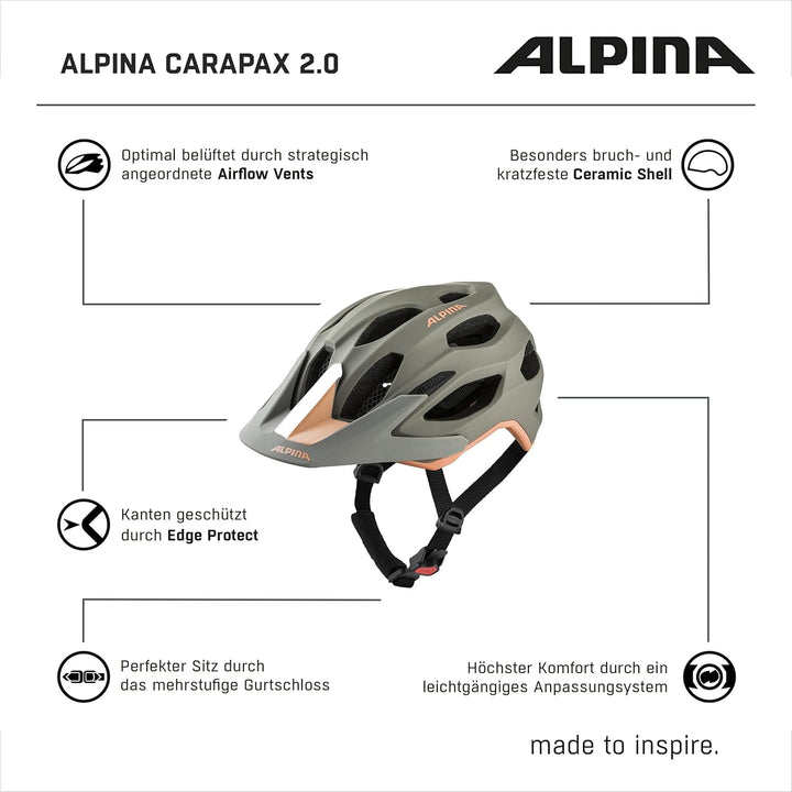 ALPINA CARAPAX 2.0 - Leichter, Stabiler & Komfortabler Fahrradhelm Mit Fliegennetz & Antibakterielle