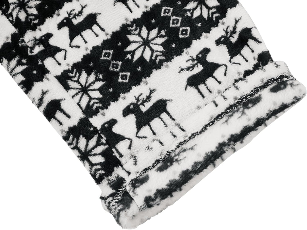Runcati Schlafanzughose Herren Lang Fleece Warm Weihnachts Rentier Hose Freizeithose mit Taschen und