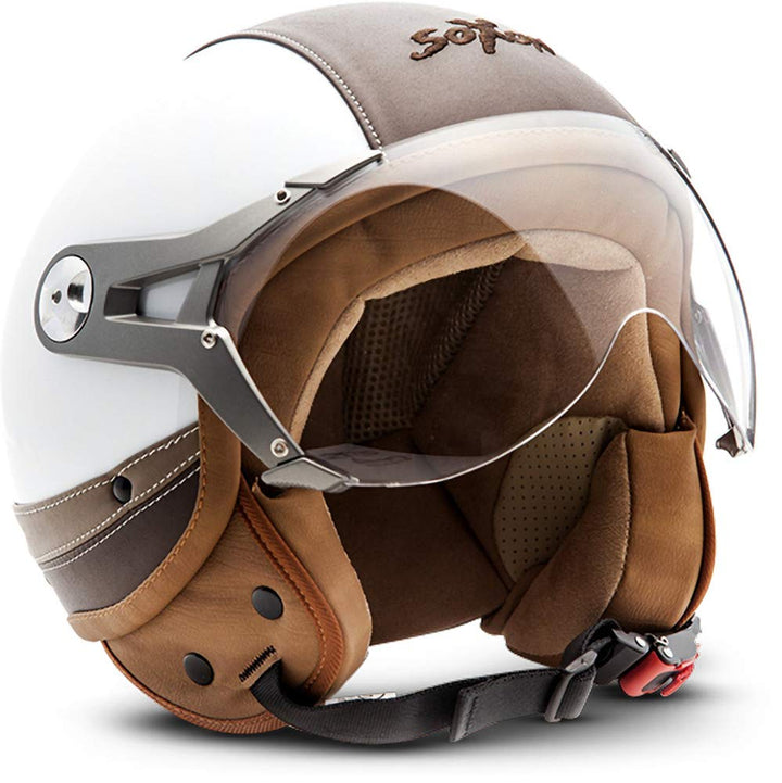 Soxon® SP-325 Urban „White“ · Jet-Helm · Motorrad-Helm Roller-Helm Scooter-Helm Moped Mofa-Helm Chop