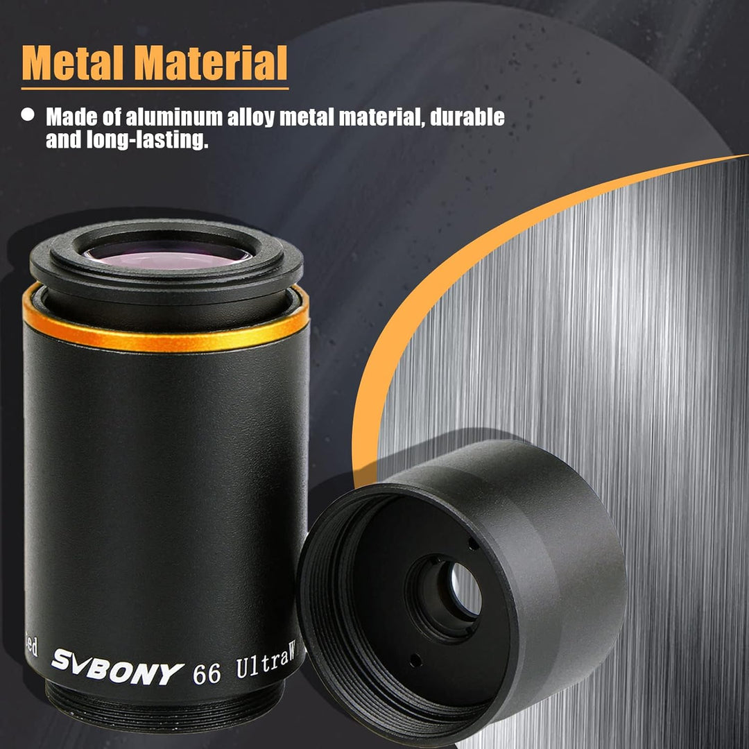 Svbony Teleskop Okular, 1,25” 6mm Okular 66° Ultra Weitwinkel Angenehmes Sichtfeld Linse, Planeten S