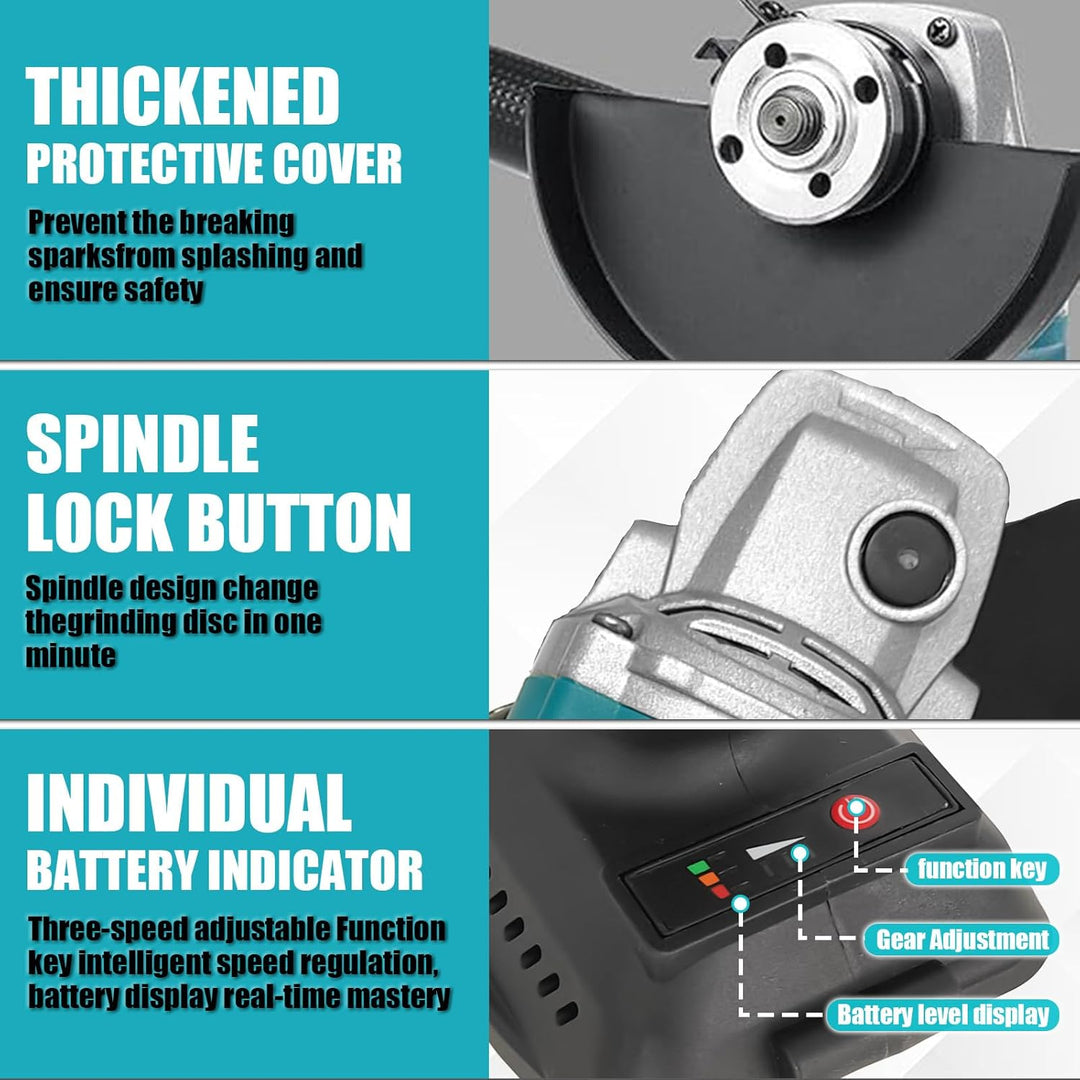 Akku Winkelschleifer für Makita 18V Akku, Bürstenlos 125mm Winkelschleifer mit Zusätzlicher Handgrif