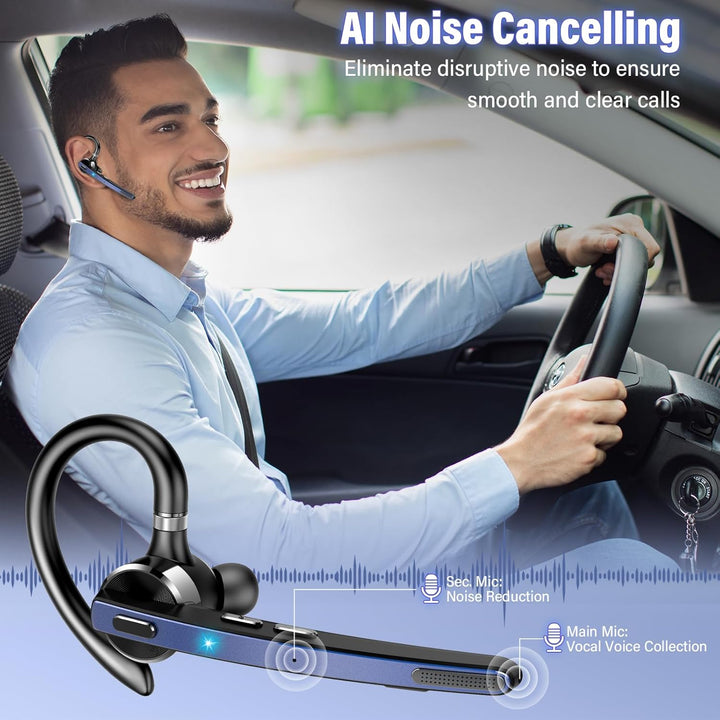 Bluetooth Headset V5.3, Wireless Freisprech Telefon mit CVC 8.0/ENC Dual Mic, APTX, Mute Zwei-Geräte