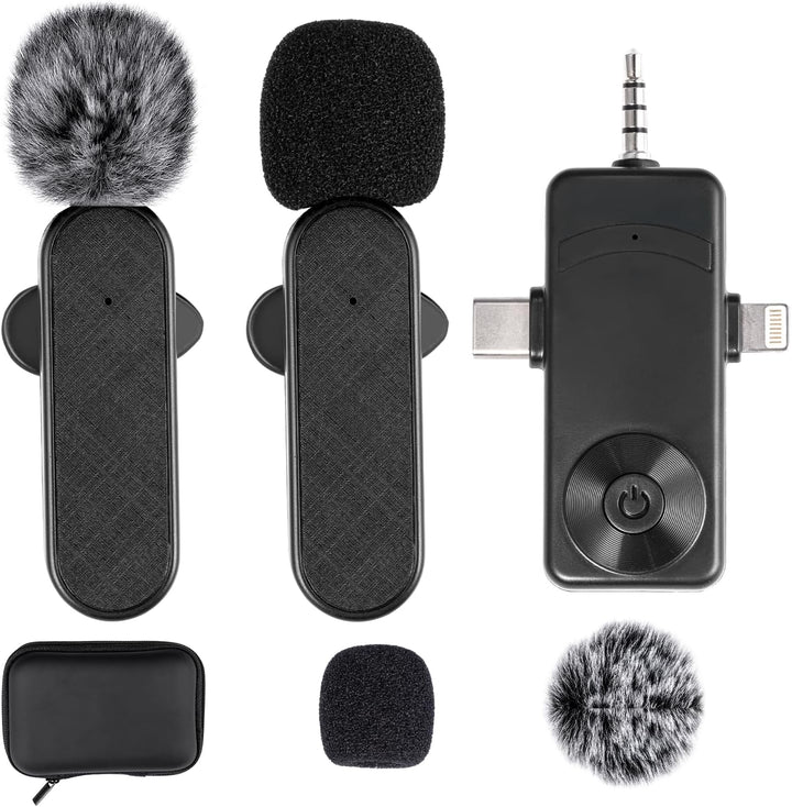 Mini-Ansteckmikrofon mit Geräuschunterdrückung,Wireless Mikrofon für Android-Handys, iPhones, Comput