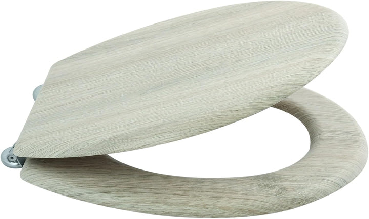 MSV WC Sitz Toilettendeckel MDF Holzkern"Parkett" Scharniere aus Edelstahl - hochwertige und stabile